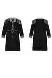 Vintage Cropped Sleeve A-line Black Dress