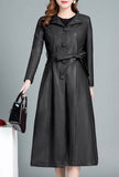 Vintage Faux Leather Trench Long Coat
