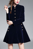 Vintage Velvet Long Sleeve A-line Mini Dress