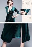 Vintage V-neck Split Velvet Maxi Wrap Dress