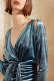 Vintage Velvet V-neck Tight Mini Dress