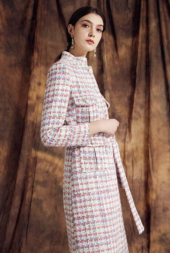 Vintage Women's Tweed Long Belted Coat