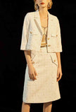 White Chiffon Shirt + Midi Skirt Two Piece Set