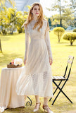 White Lace Long Sleeve Maxi Dress
