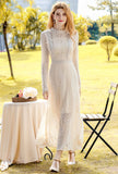 White Lace Long Sleeve Maxi Dress