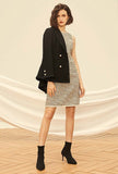 Women's Beaded Bling Tweed Mini Dress
