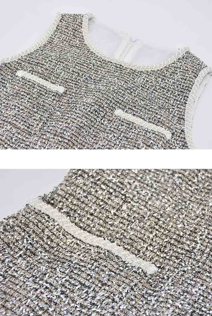 Women's Beaded Bling Tweed Mini Dress
