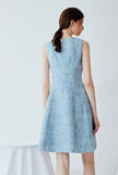 Women's Blue Tweed A-line Mini Dress