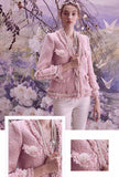 Women's Pink Tassel V-neck Tweed Jacket