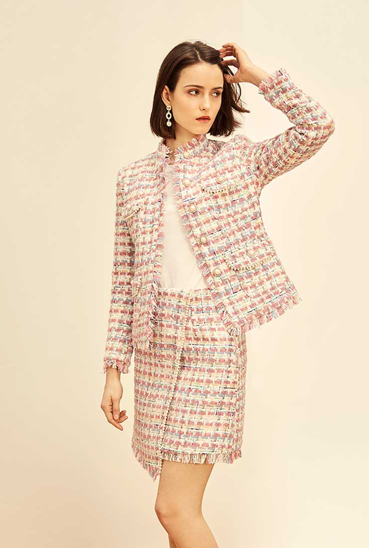 Womens Slim Plaid Tweed Two Piece Set With Fringed Trim Dress Jackets For  Women And Tassels Autumn/Winter 2018 Collection D18103105 From Xiao0002,  $25.2