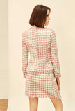 Women's Tweed Plaid Short Coat + Skirt Two Piece Sets