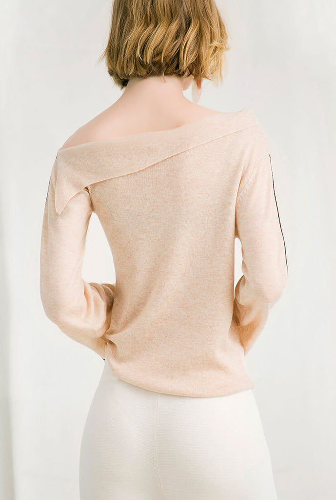 Wool Off The Shoulder Pullovers Sweater