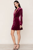 Classic velvet tuxedo gets a feminine update with Yumi Kim’s Suit It Up Burgundy Velvet Dress. 